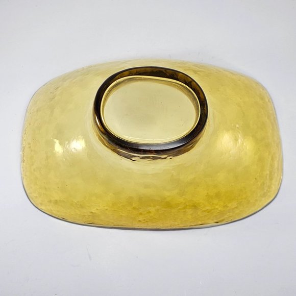 Vintage Pebbled Glass Bowl Large Decorative Pedestal Bubble Recycled Amber MCM - Picture 9 of 11